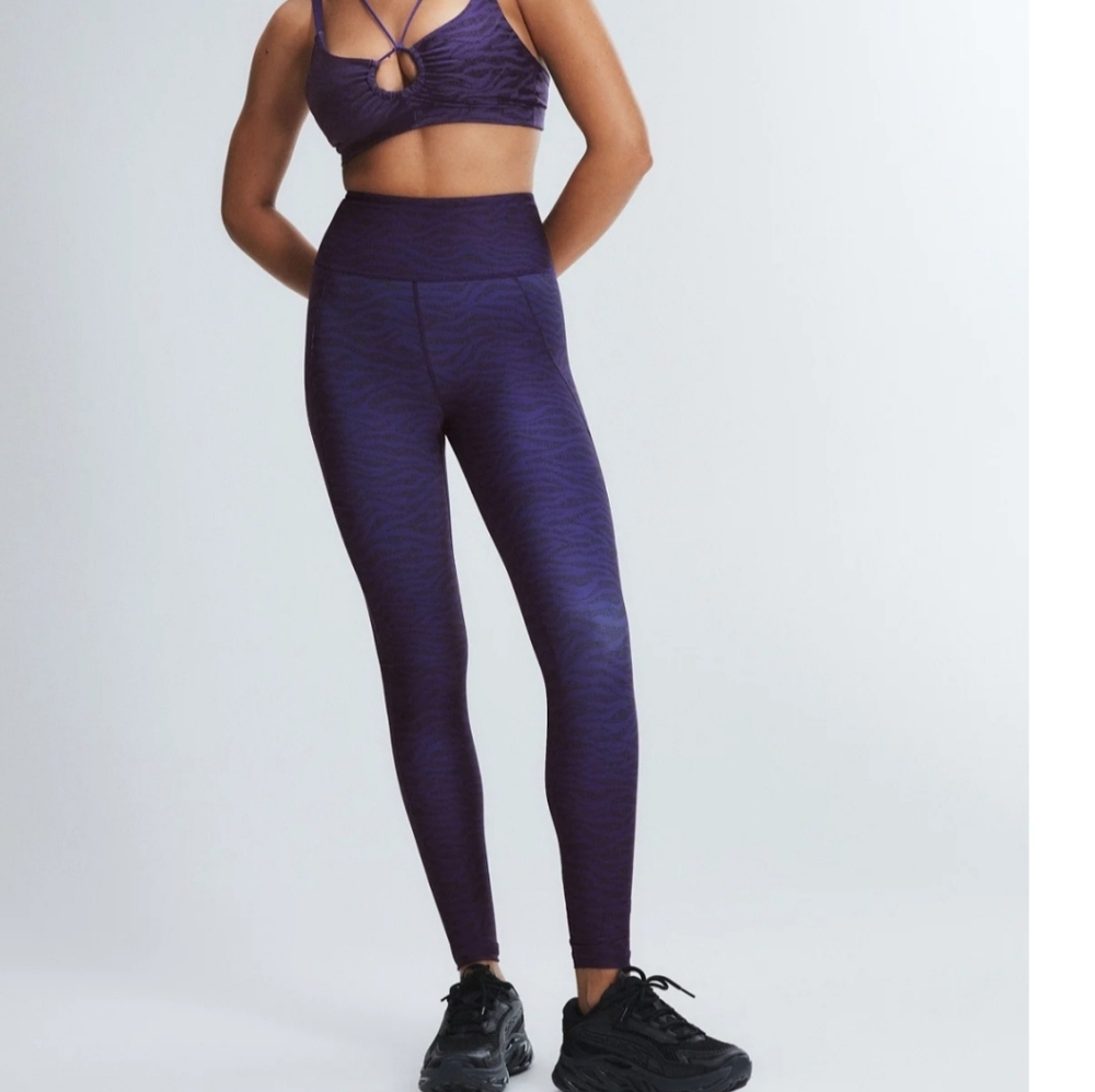 Cobalt Blue Crush Tiger Stripe Print High Waist Pocket Legging